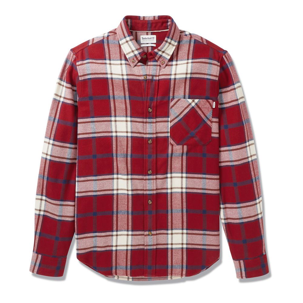 Camisa Timberland Hombre Back River Heavy Flannel Check Rojas/Blancas - Chile ZNX-198403